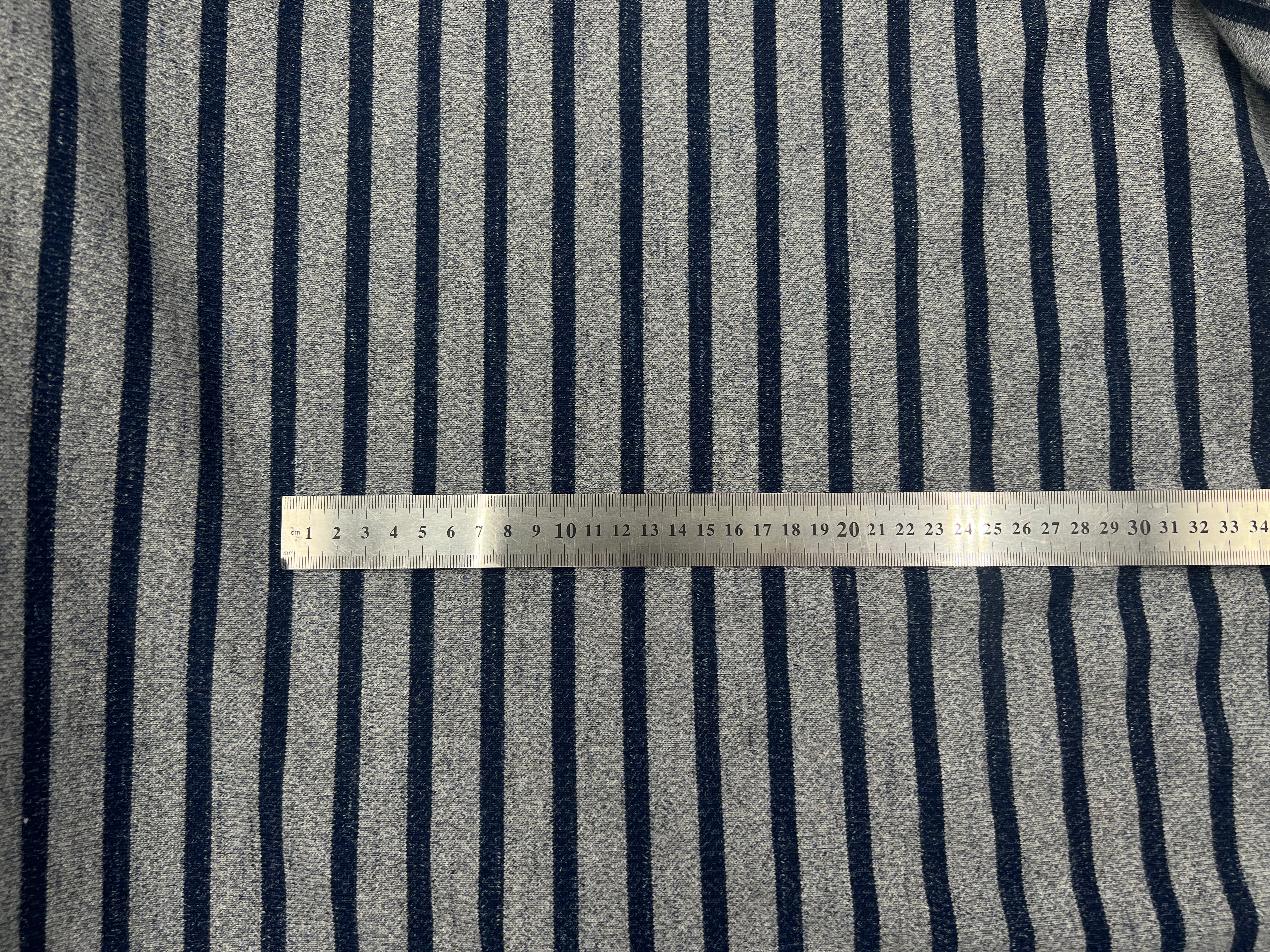 (chute) MAILLE DE COTON GRIS CHINÉ RAYURES MARINE CHINÉ - My Little Coupon
