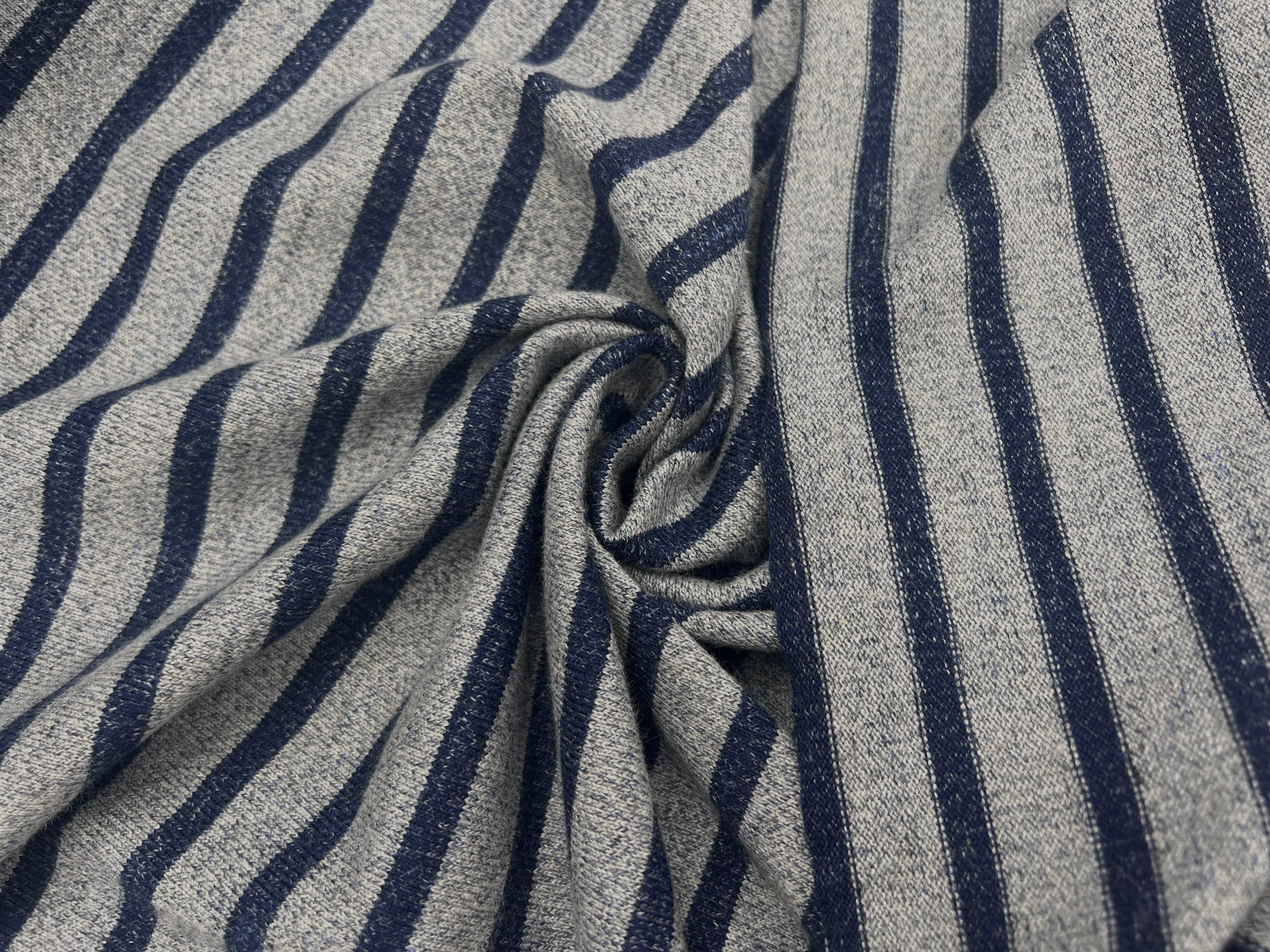 (chute) MAILLE DE COTON GRIS CHINÉ RAYURES MARINE CHINÉ - My Little Coupon
