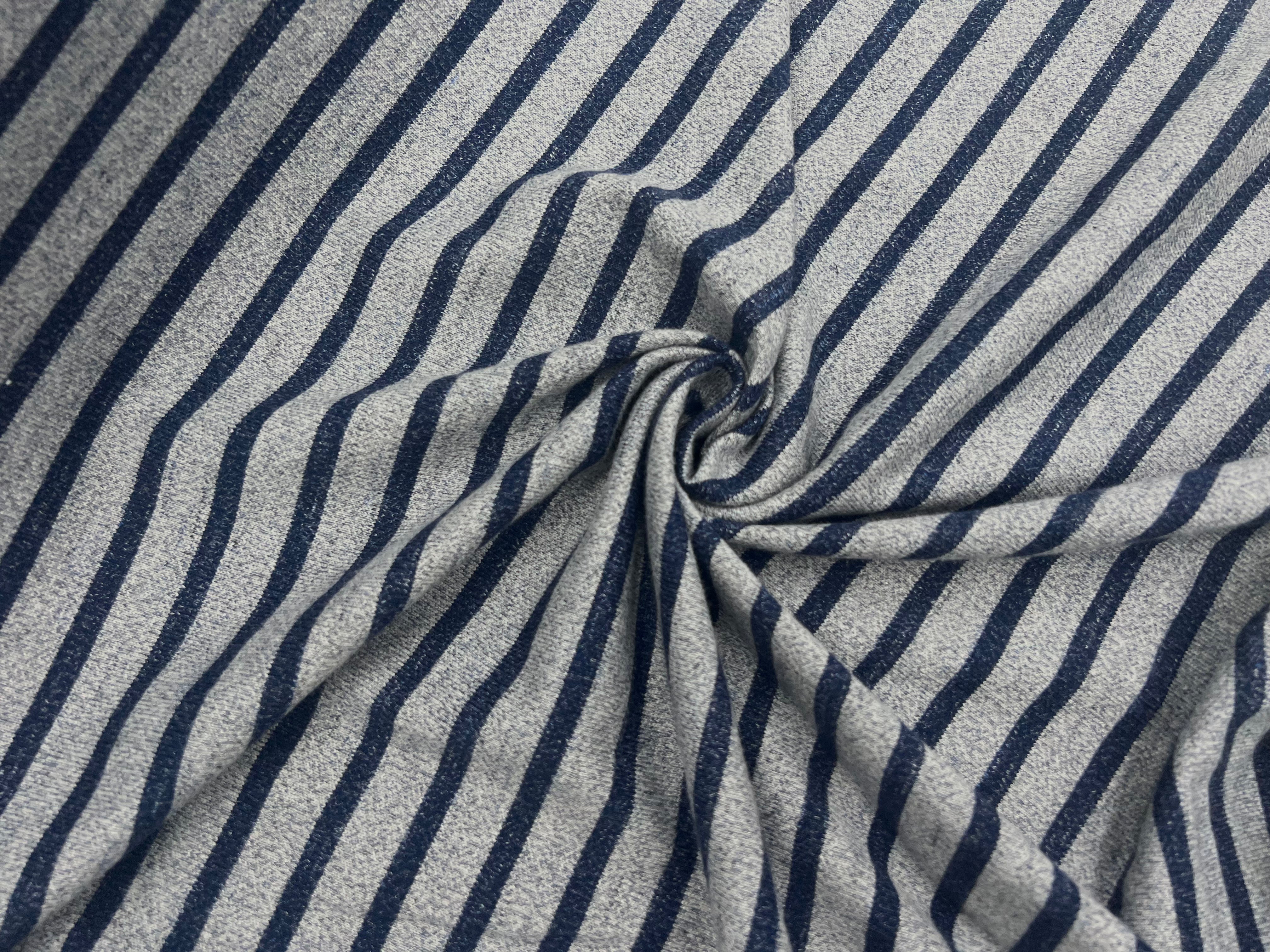 (chute) MAILLE DE COTON GRIS CHINÉ RAYURES MARINE CHINÉ - My Little Coupon