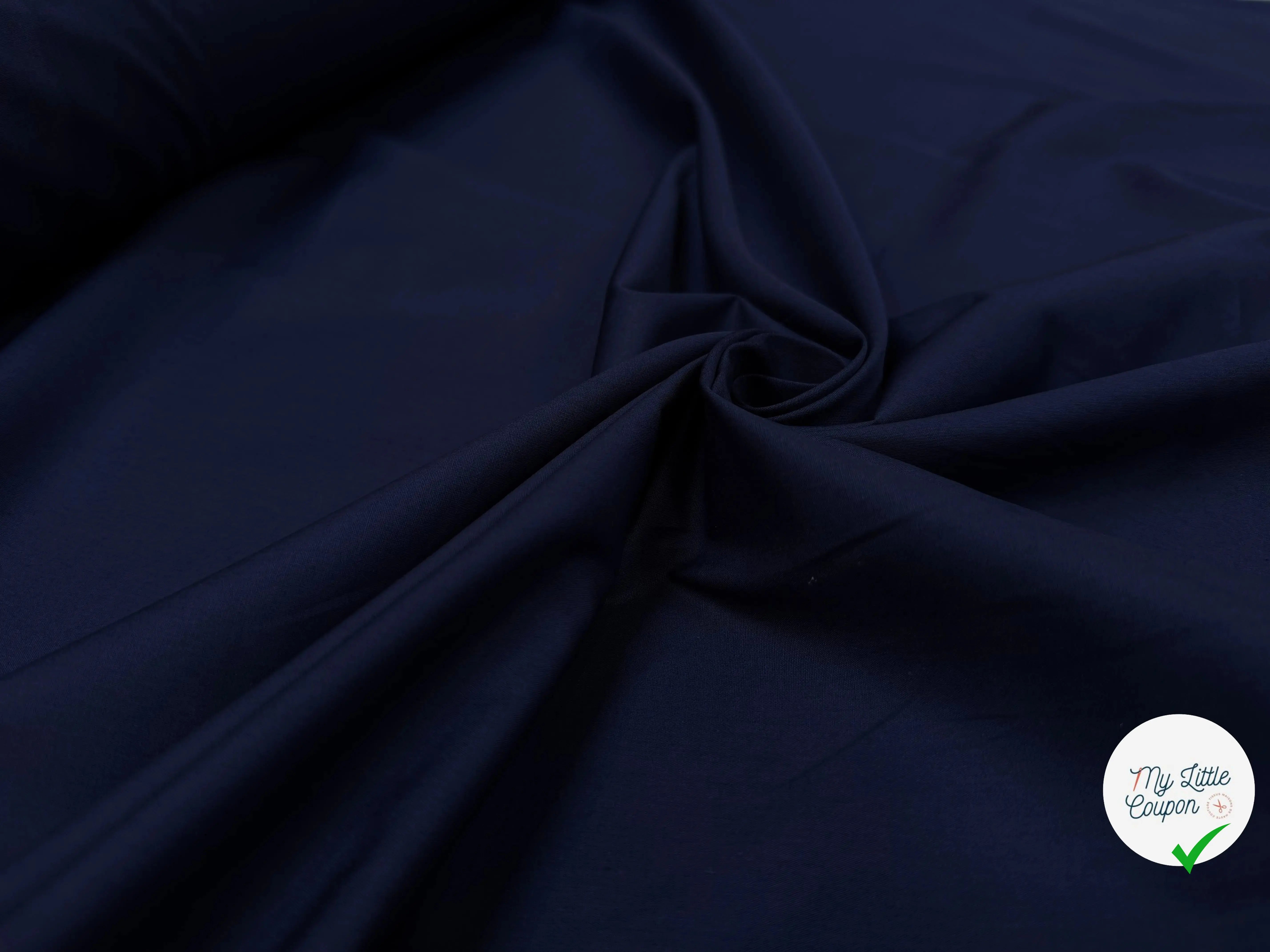POPELINE COTON UNIE BLEU MARINE - My Little Coupon