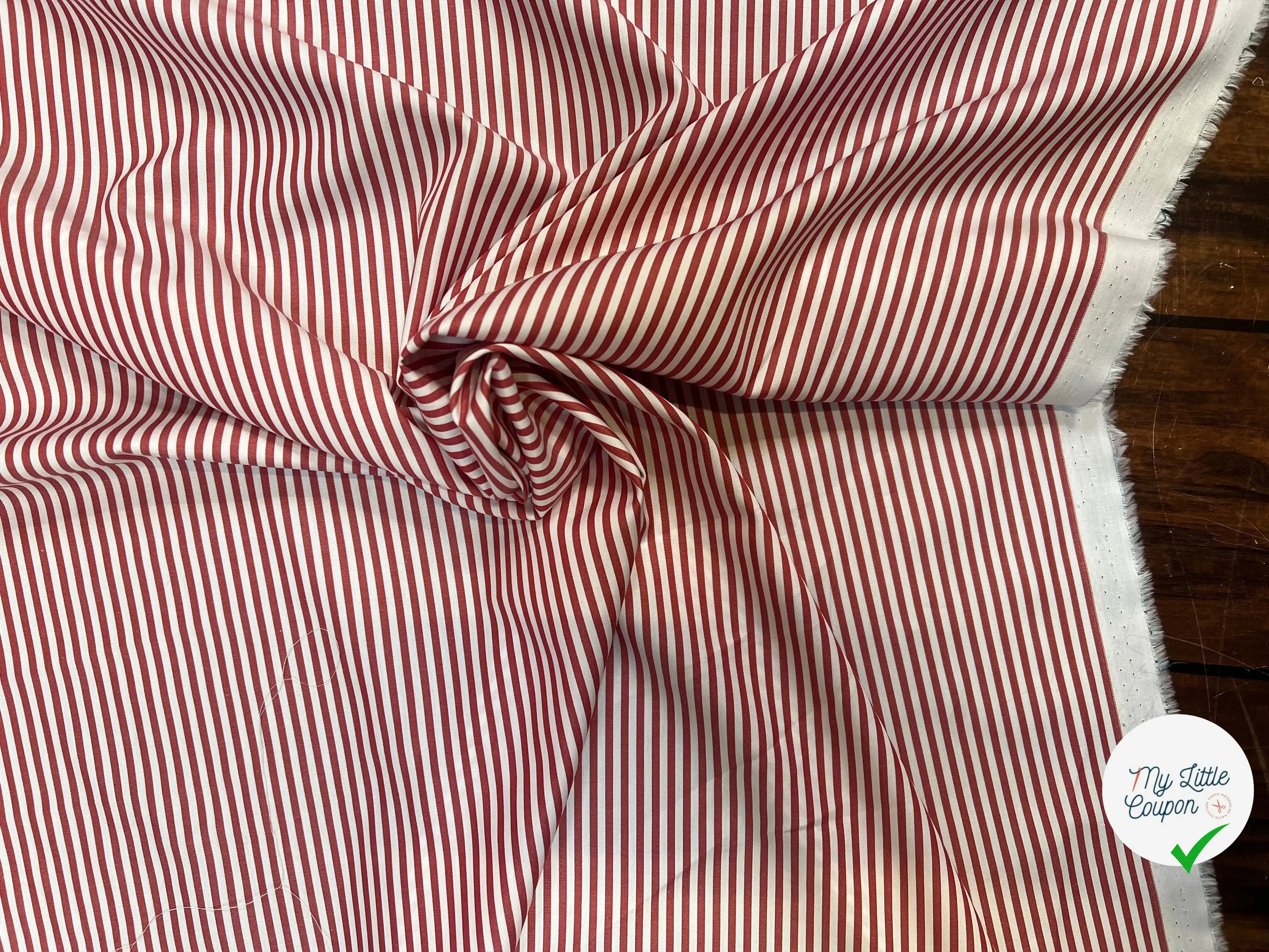 POPELINE DE COTON RAYURES ROUGES ET BLANCHES - My Little Coupon