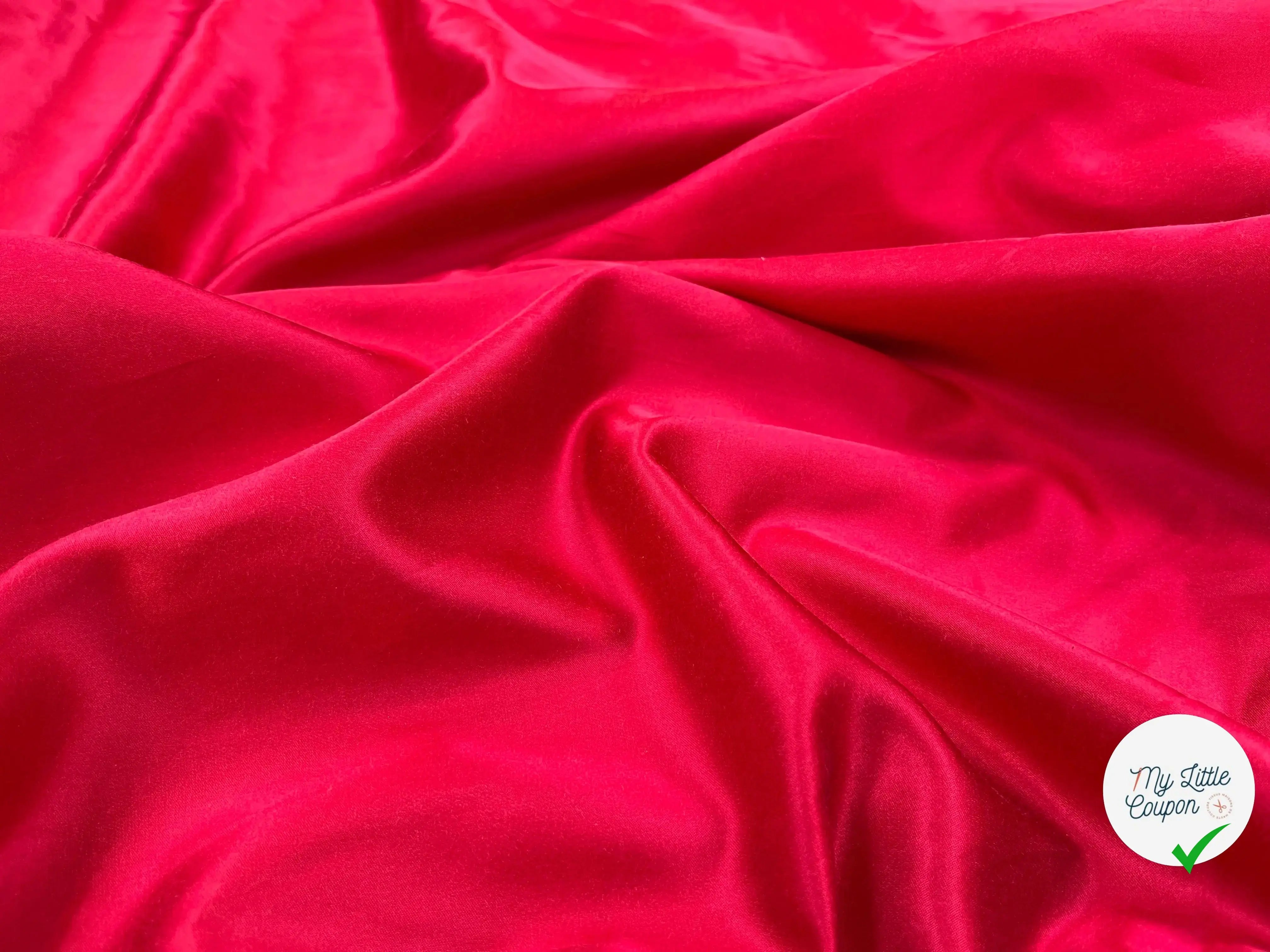 SATIN DE COTON FRAMBOISE ROSE UNI - My Little Coupon