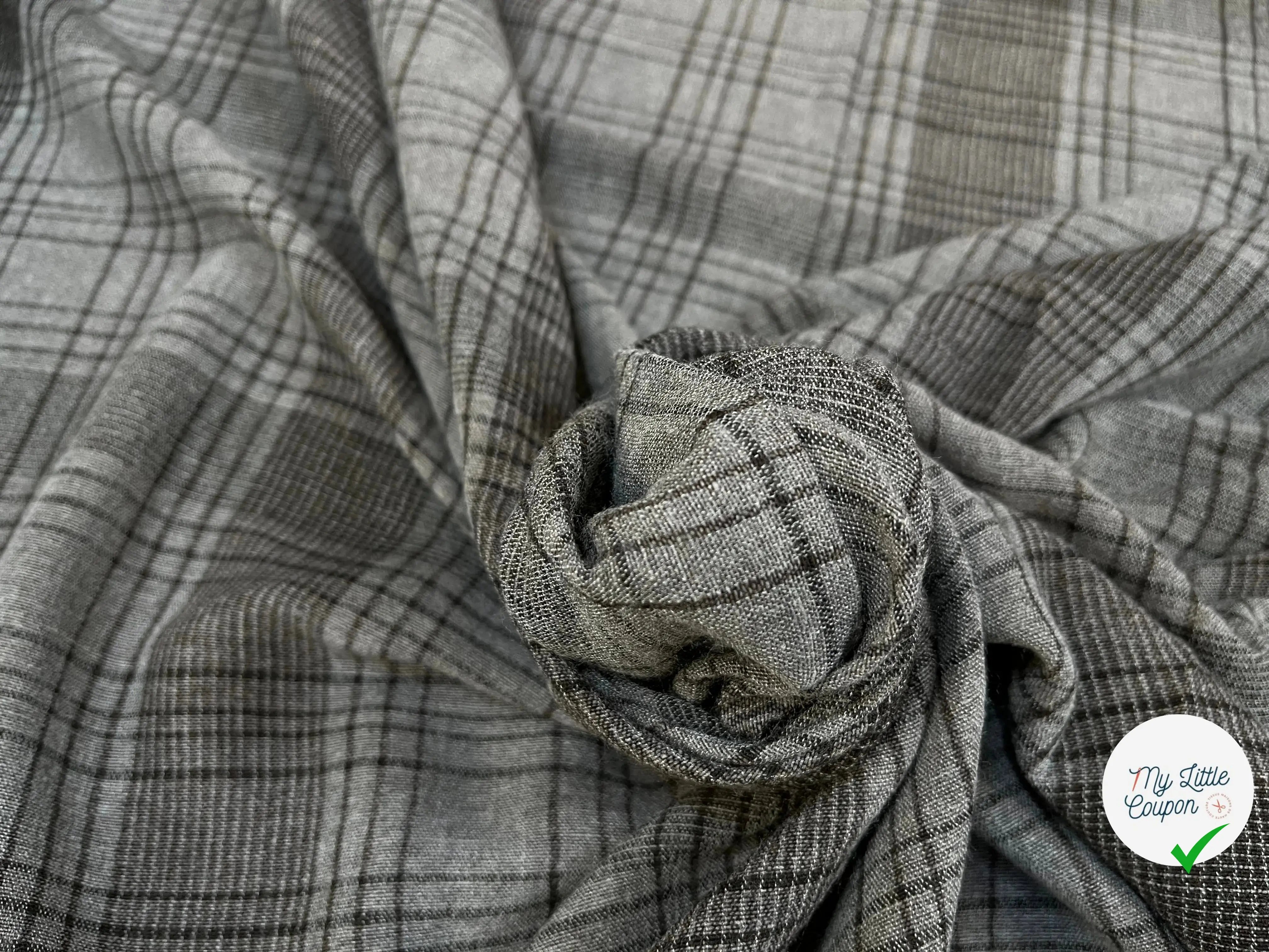 TISSU CHEMISE COTON SOIE PRINCE DE GALLES GRIS - My Little Coupon