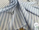 TISSU COTONLIN À GROSSE RAYURE BLEU CIEL BLANC - My Little Coupon
