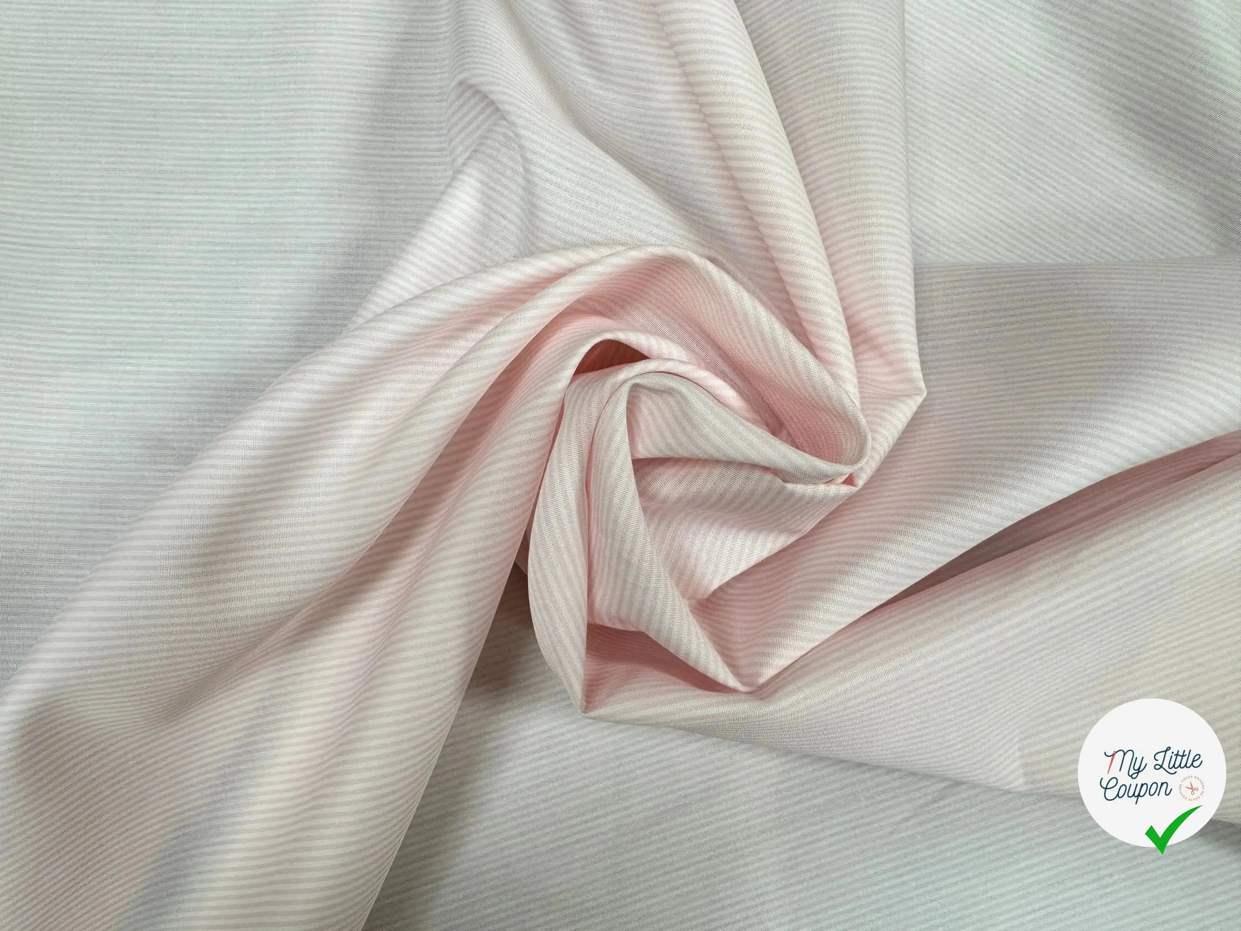 TISSU POPELINE RAYURES ROSE CLAIR ROSE - My Little Coupon