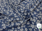 TOILE COTON FINE FAÇON DENIM FONCÉ FLOWER - My Little Coupon