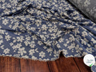 TOILE COTON FINE FAÇON DENIM FONCÉ FLOWER - My Little Coupon