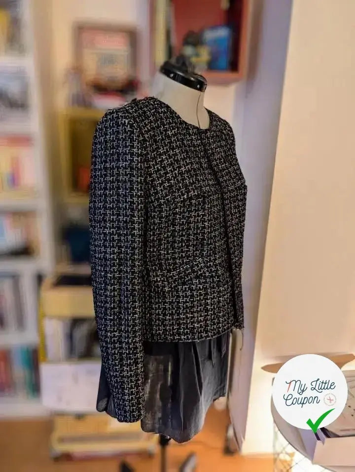 TWEED BLACK & BLUE 19%VISCOSE - My Little Coupon