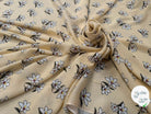VISCOSE À MOTIF D'HIBISCUS À FOND BEIGE - My Little Coupon