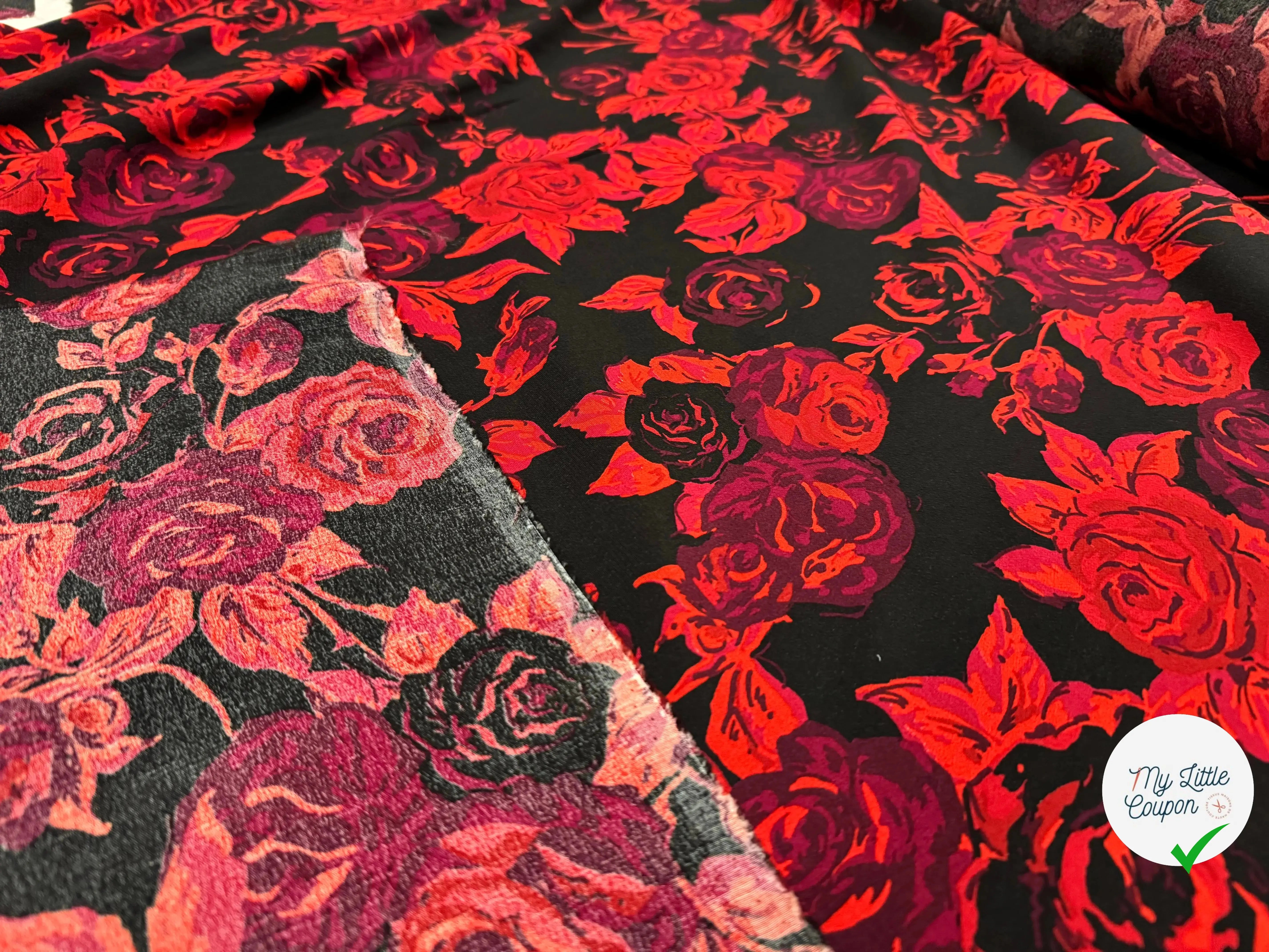 VISCOSE IMPRIMÉE FLEURIE ROSE ET ROUGE - My Little Coupon