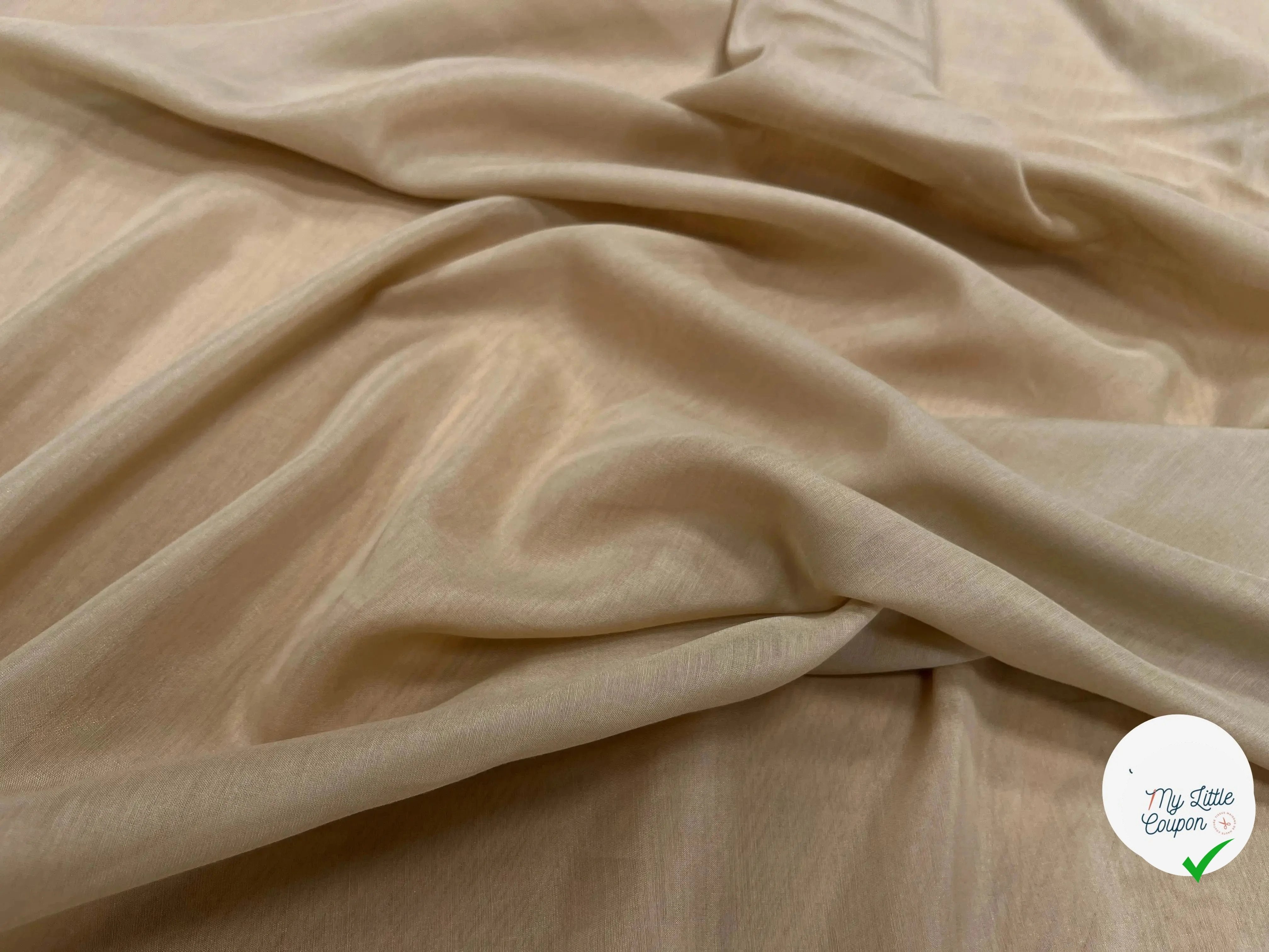 VOILE DE SOIE BEIGE CAMEL TRANSPARENT - My Little Coupon
