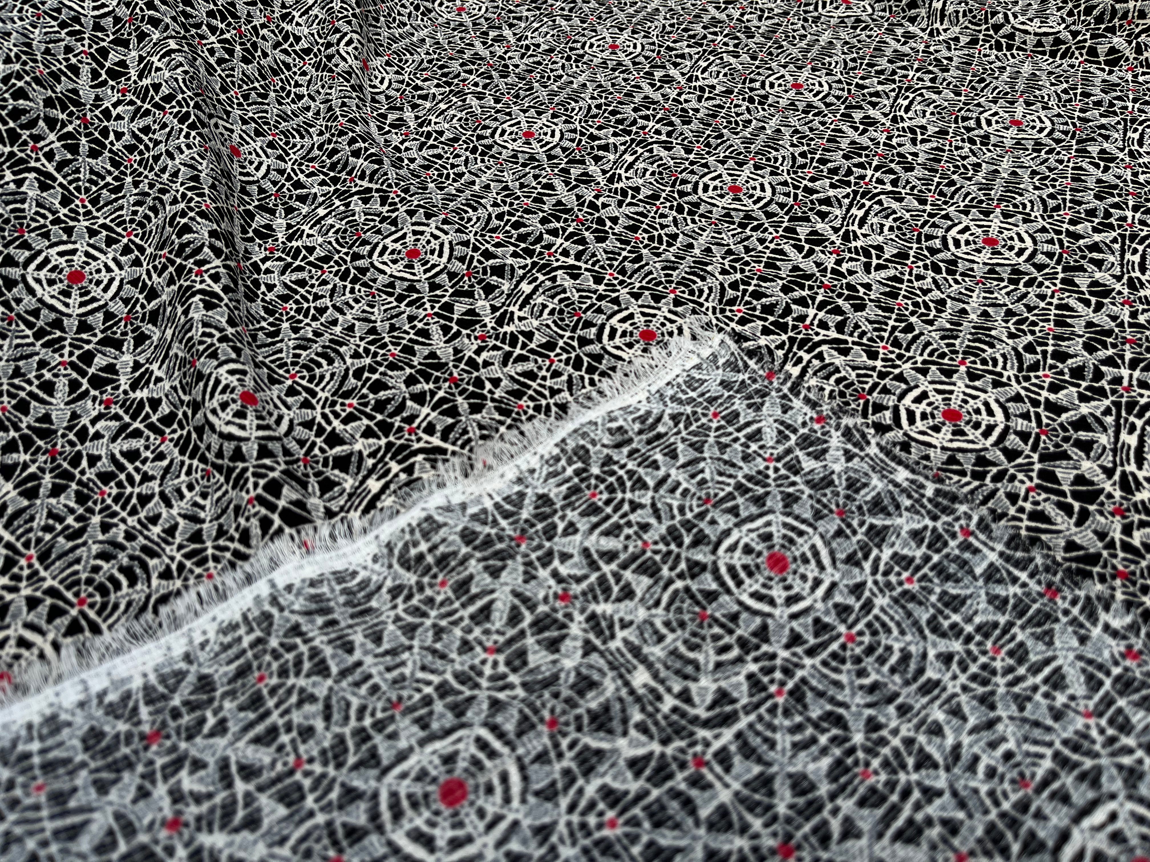 WOOLPEACH MOTIF TOILE D'ARAIGNÉE & POINT ROUGE FOND NOIR - My Little Coupon
