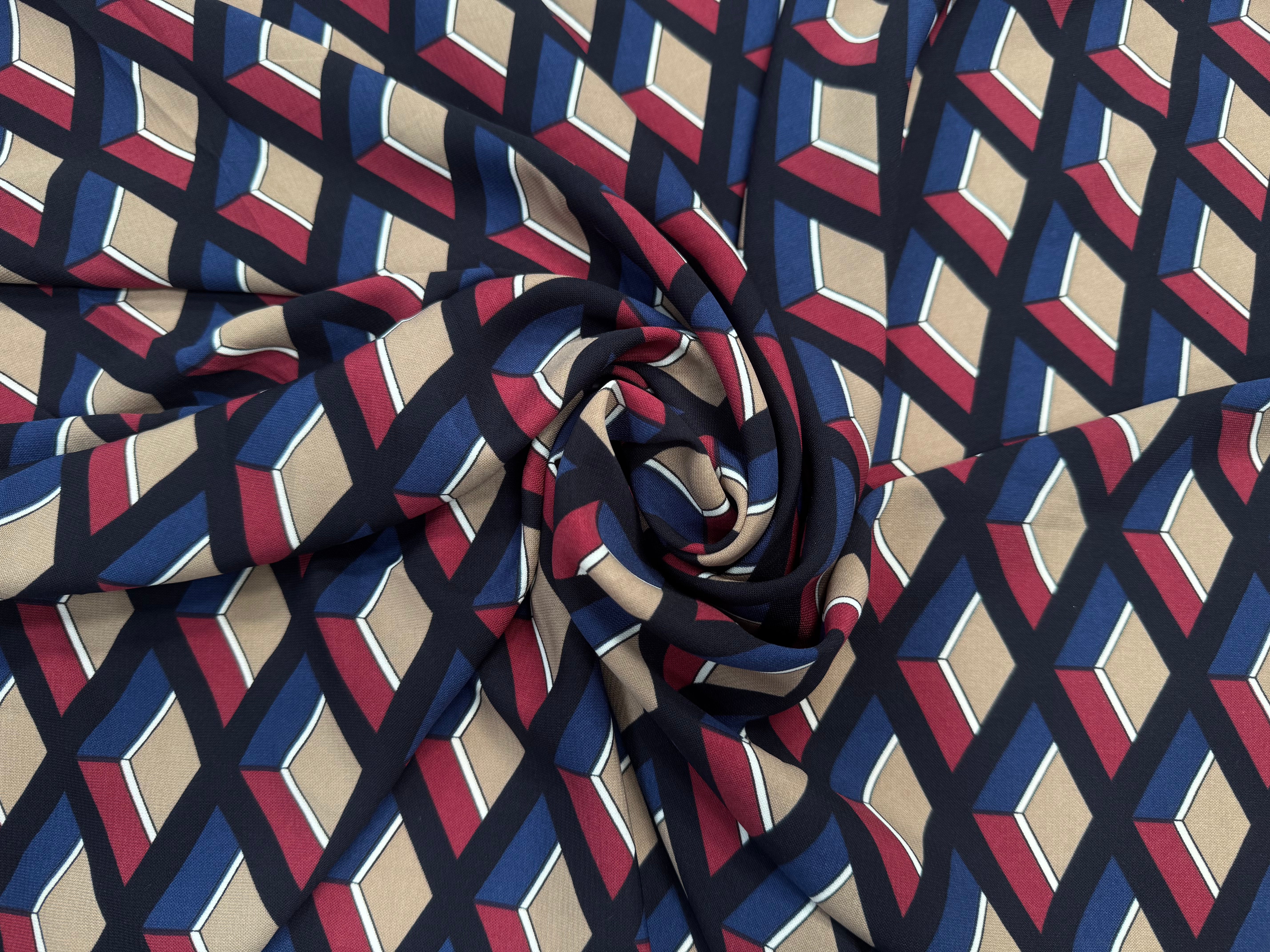 (Chute) WOOLPEACH MOTIFS GEOMÉTRIQUES BLEU ROUGE NOIR - My Little Coupon
